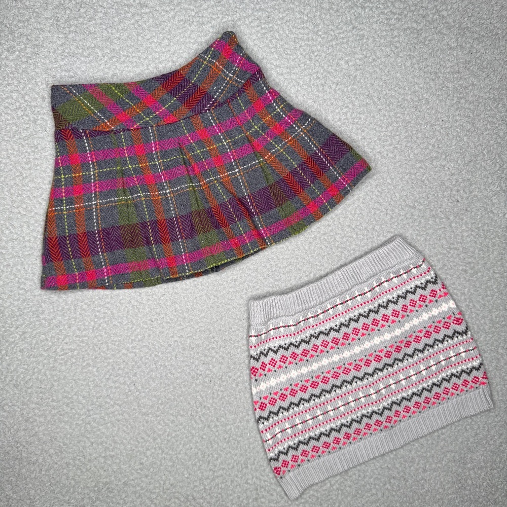 Gymboree Mini Skirt Girls 4 Plaid Gray Pink Wool Blend Skort Bundle